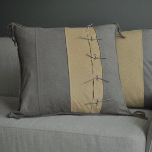Luxe Suede, 2 Tone (sand & gray) Pillow Cover 20"x20"